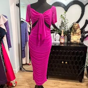 Magenta cut out bodycon dress